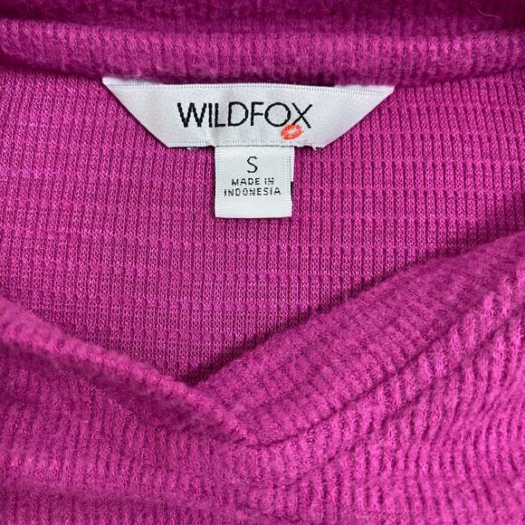 WILDFOX Haley Brushed Sweater Long Sleeve V-Neck Elderberry Womens Size Sm - Picture 7 of 10